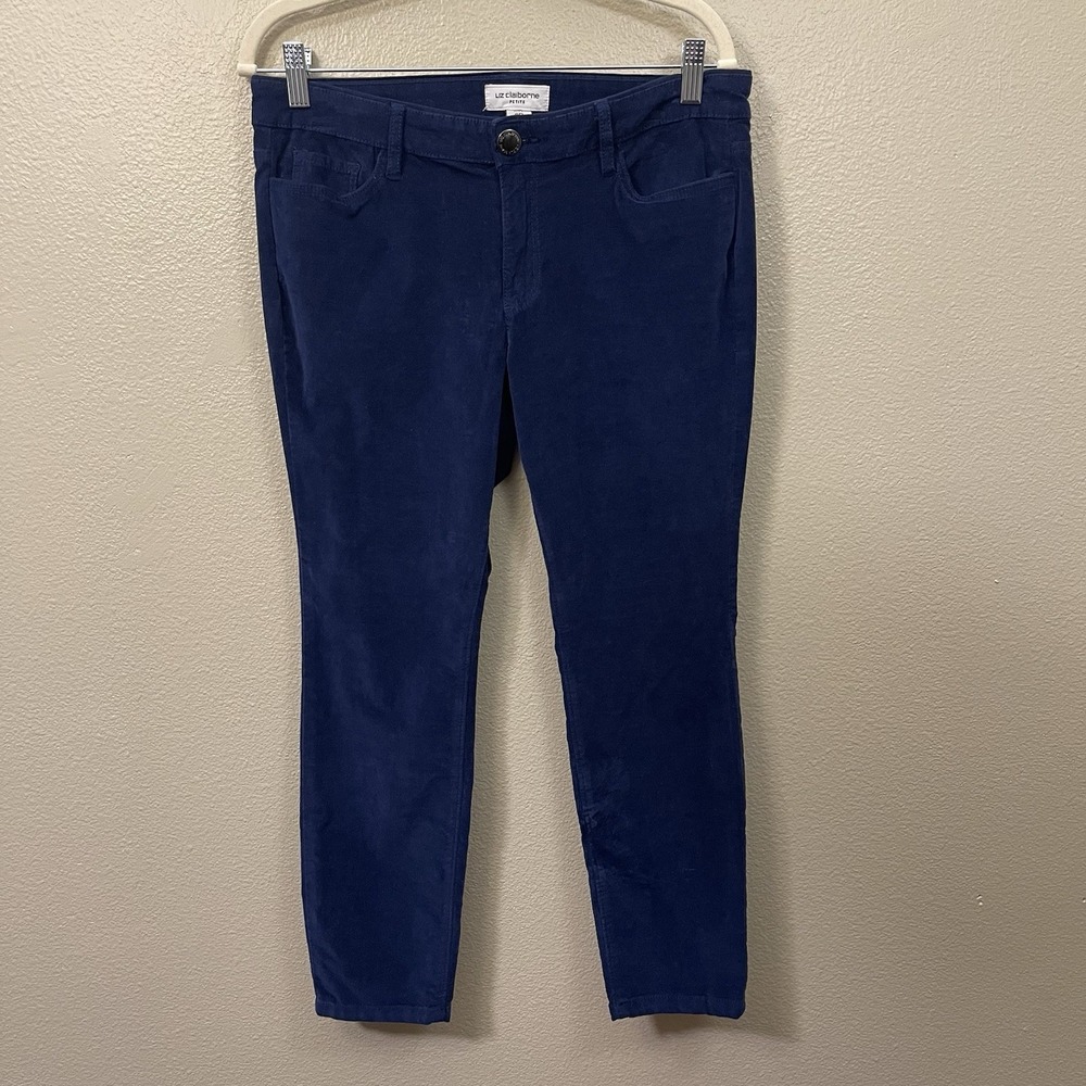 Liz Claiborne Petite Blue Velvet Pants Stretch Quiet Luxury Capsule Size 6 P EUC